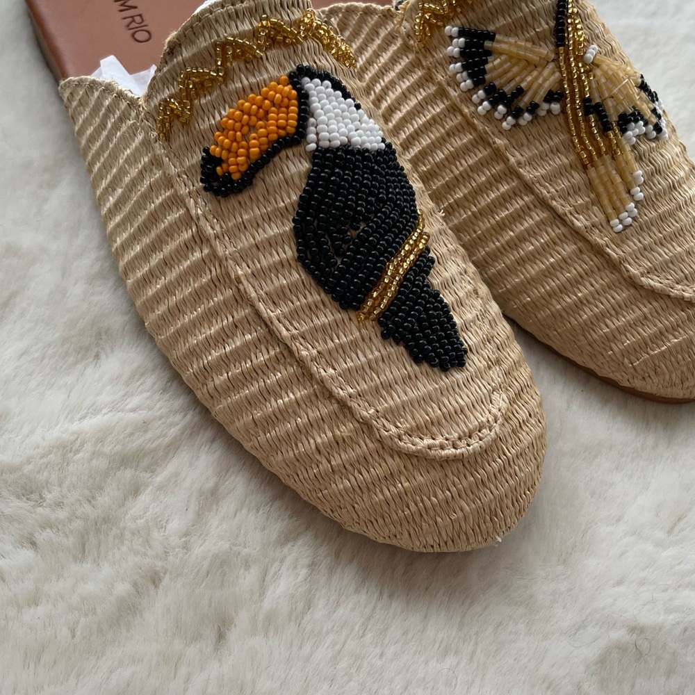 FARM Rio Beige Beaded Mules